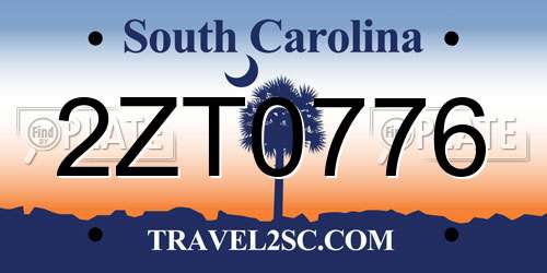 2ZT0776 South Carolina License Plate