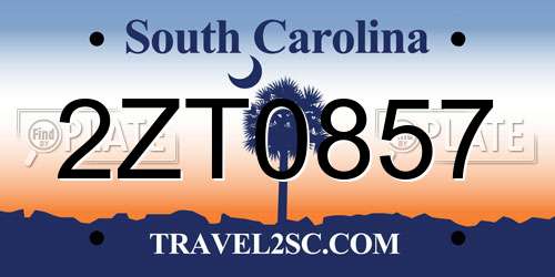 2ZT0857 South Carolina License Plate