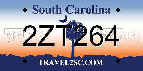 2ZT264 South Carolina License Plate