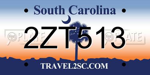 2ZT513 South Carolina License Plate