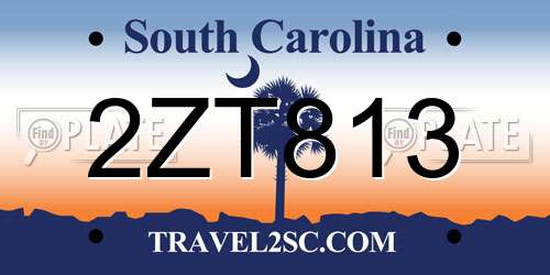 2ZT813 South Carolina License Plate