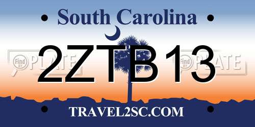 2ZTB13 South Carolina License Plate