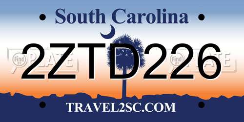 2ZTD226 South Carolina License Plate