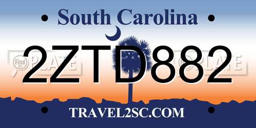 2ZTD882 South Carolina License Plate