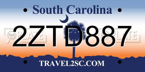 2ZTD887 South Carolina License Plate