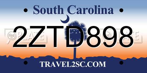 2ZTD898 South Carolina License Plate