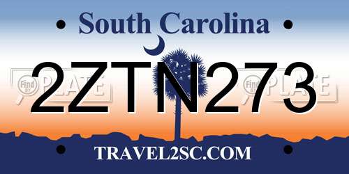 2ZTN273 South Carolina License Plate