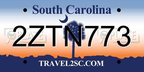 2ZTN773 South Carolina License Plate