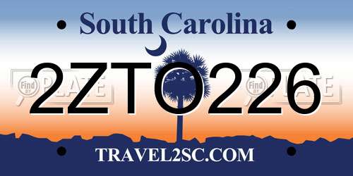 2ZTO226 South Carolina License Plate