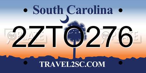 2ZTO276 South Carolina License Plate