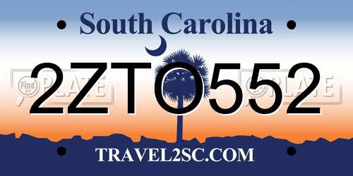 2ZTO552 South Carolina License Plate