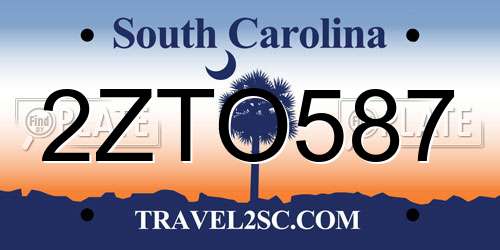 2ZTO587 South Carolina License Plate
