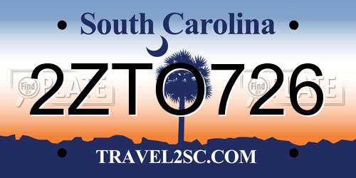 2ZTO726 South Carolina License Plate