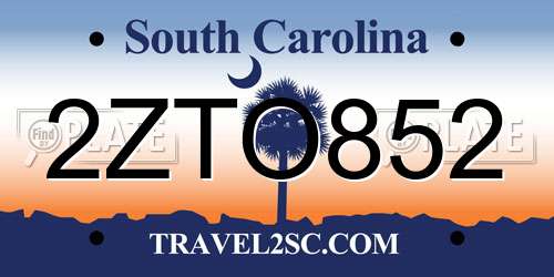 2ZTO852 South Carolina License Plate
