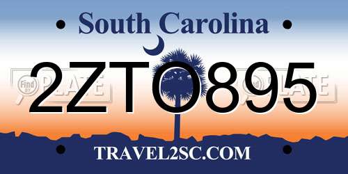 2ZTO895 South Carolina License Plate
