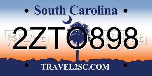 2ZTO898 South Carolina License Plate