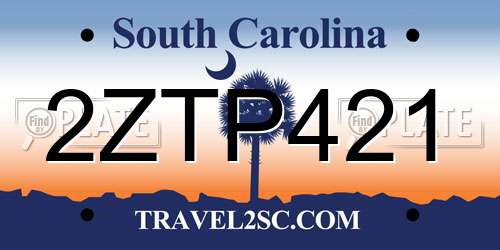 2ZTP421 South Carolina License Plate