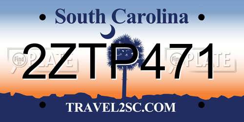 2ZTP471 South Carolina License Plate