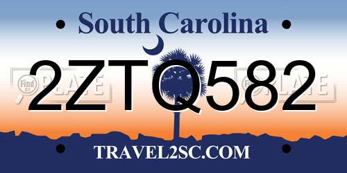 2ZTQ582 South Carolina License Plate
