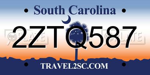 2ZTQ587 South Carolina License Plate