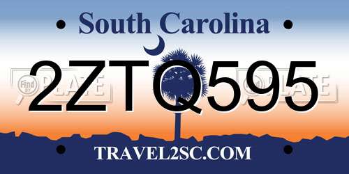 2ZTQ595 South Carolina License Plate
