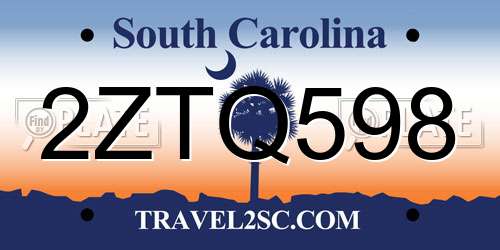 2ZTQ598 South Carolina License Plate