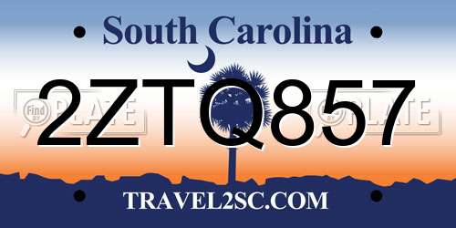 2ZTQ857 South Carolina License Plate
