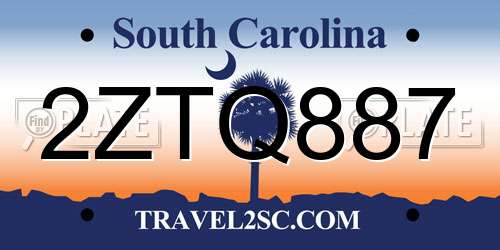 2ZTQ887 South Carolina License Plate