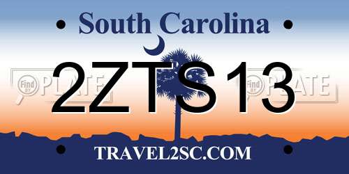 2ZTS13 South Carolina License Plate