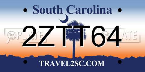 2ZTT64 South Carolina License Plate