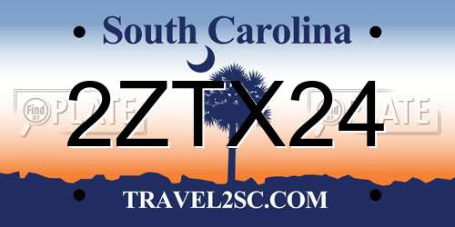 2ZTX24 South Carolina License Plate