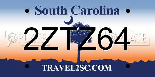 2ZTZ64 South Carolina License Plate