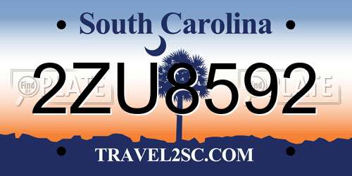 2ZU8592 South Carolina License Plate