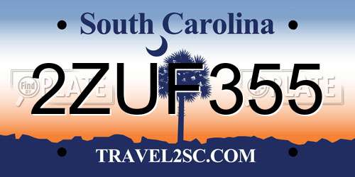 2ZUF355 South Carolina License Plate