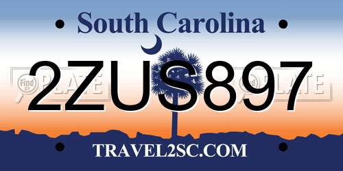 2ZUS897 South Carolina License Plate
