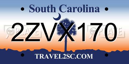 2ZVX170 South Carolina License Plate