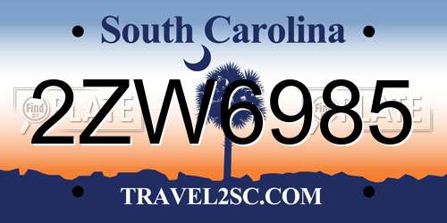2ZW6985 South Carolina License Plate