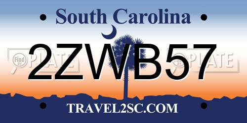 2ZWB57 South Carolina License Plate