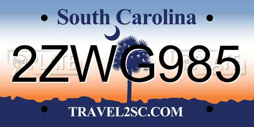 2ZWG985 South Carolina License Plate