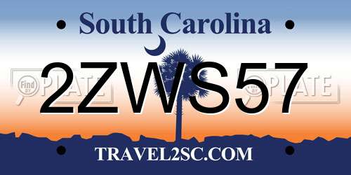 2ZWS57 South Carolina License Plate