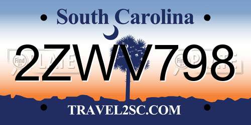 2ZWV798 South Carolina License Plate