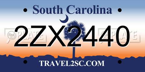 2ZX2440 South Carolina License Plate