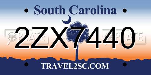 2ZX7440 South Carolina License Plate