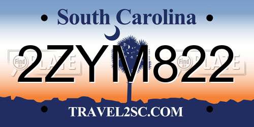 2ZYM822 South Carolina License Plate