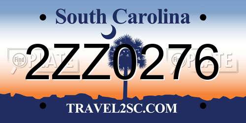 2ZZ0276 South Carolina License Plate