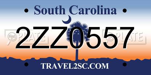 2ZZ0557 South Carolina License Plate