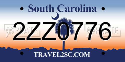 2ZZ0776 South Carolina License Plate
