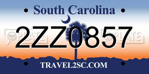 2ZZ0857 South Carolina License Plate