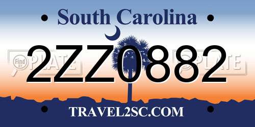 2ZZ0882 South Carolina License Plate