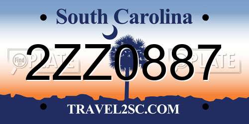 2ZZ0887 South Carolina License Plate